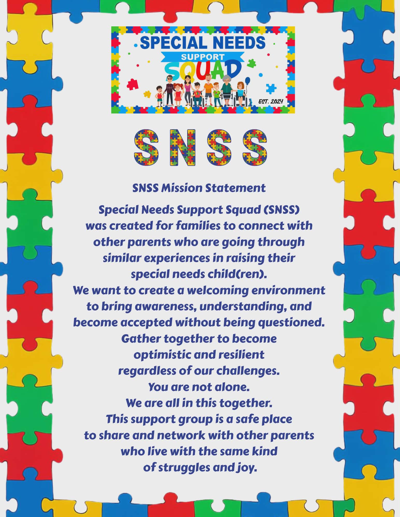 SNSS Mission Statement - Special Needs Support Squad