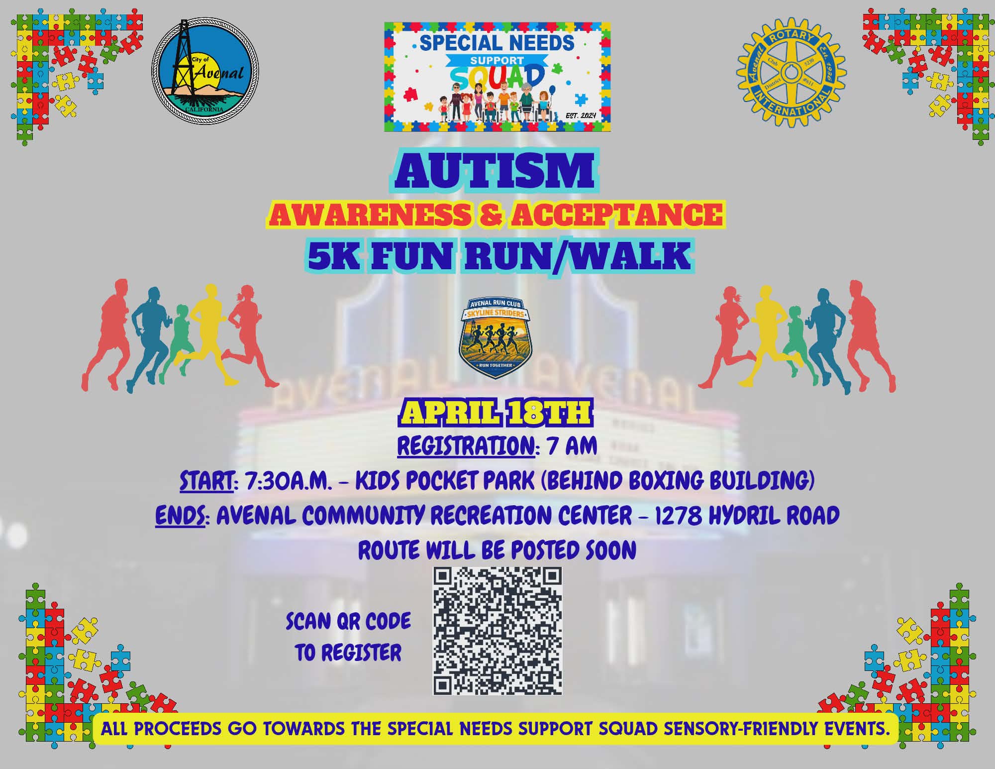 Autism Awareness 5K Fun Run Walk - April 18 - Click to Register